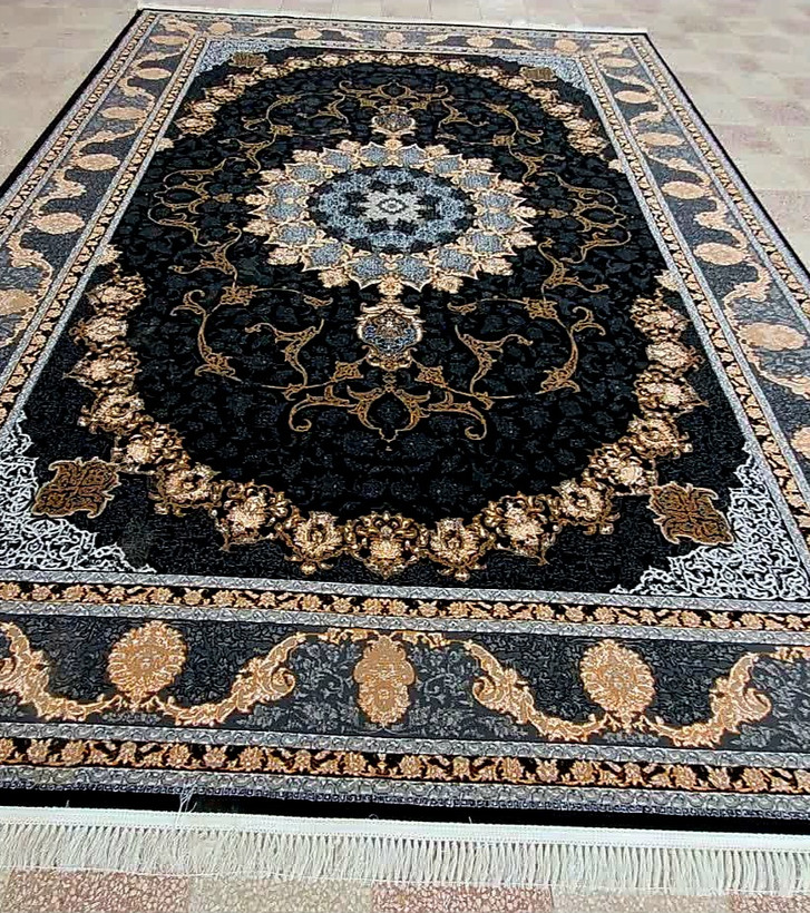 فرش۱۲متری حراجی۷۰۰شانه تراکم۲۵۵۰سرمه ای