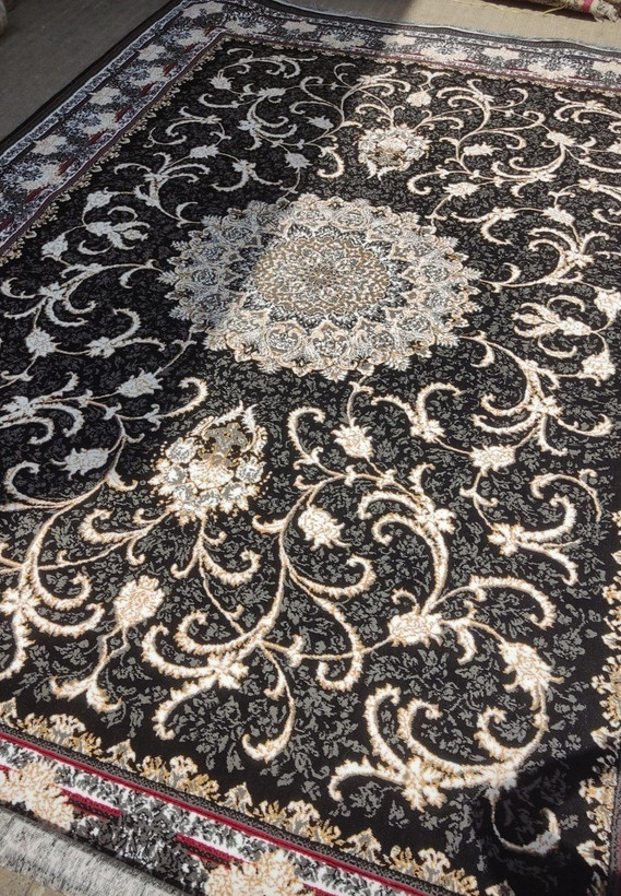 فرش طرح تلناز ۷۰۰ شانه سرمه ای 9 متری فرش ارزان