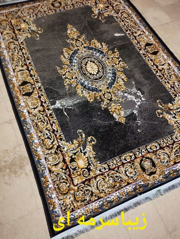 فرش طرح زیبا سرمه ای 700شانه 6متری ضخیم فرش ارزان