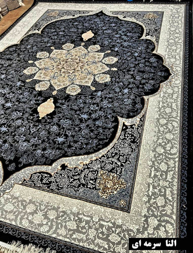 فرش طرح النا سرمه ای 700شانه 2550 تراکم سنگین 12 متری